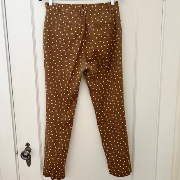 Anthropologie The Essential Slim Pants - Cedar Brown with Polka Dots Sz 4 - Picture 4 of 5